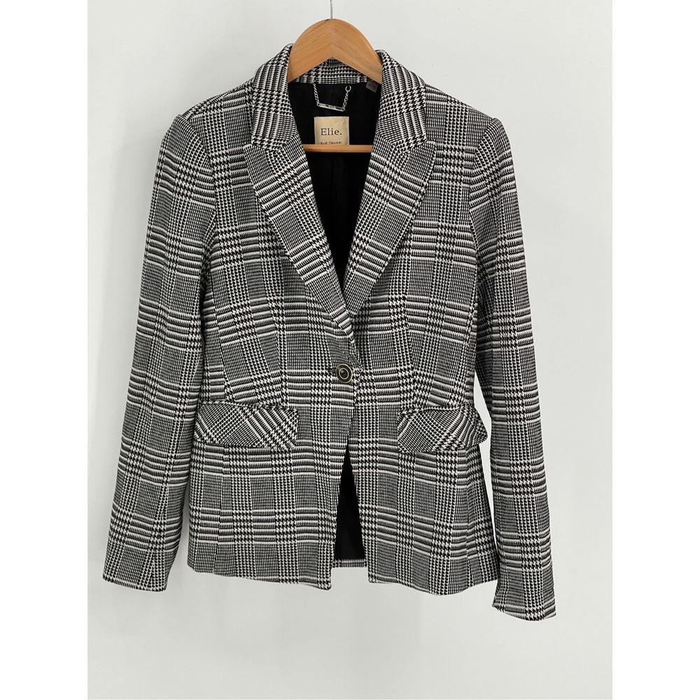 Elie Tahari Blazer Women's Size 6 Houndstooth Black White